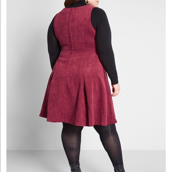ModCloth Corduroy burgundy POCKET dress- 14 - Picture 4 of 4